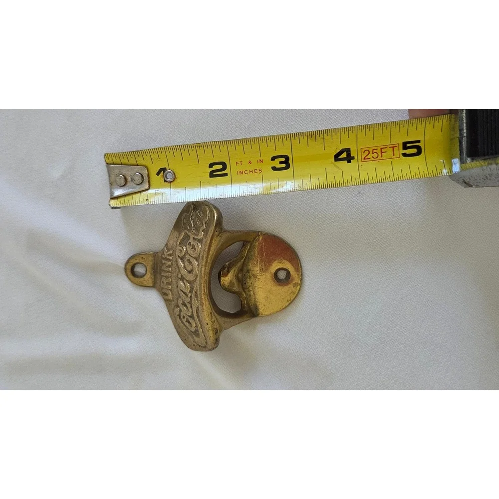 Vintage Coca-Cola Wall Mount Bottle Opener Brass Soda Advertising